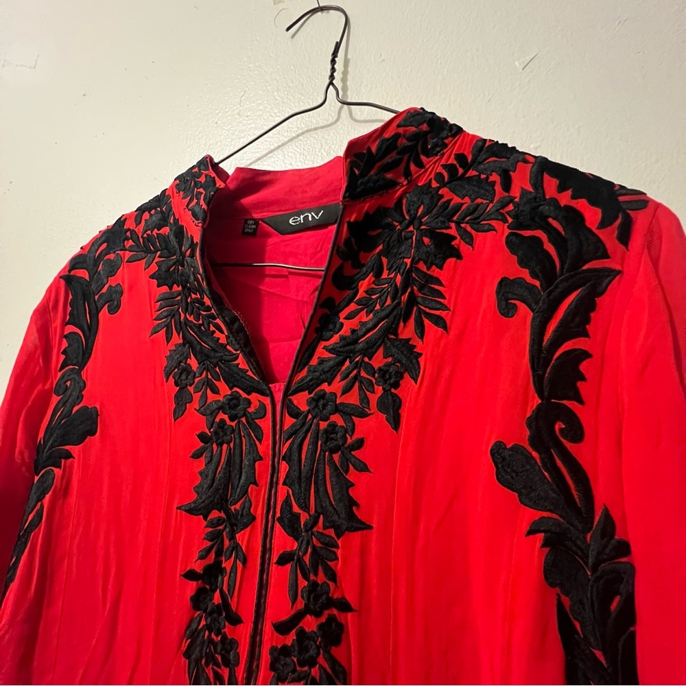 Red Floral Embroidery Dress
